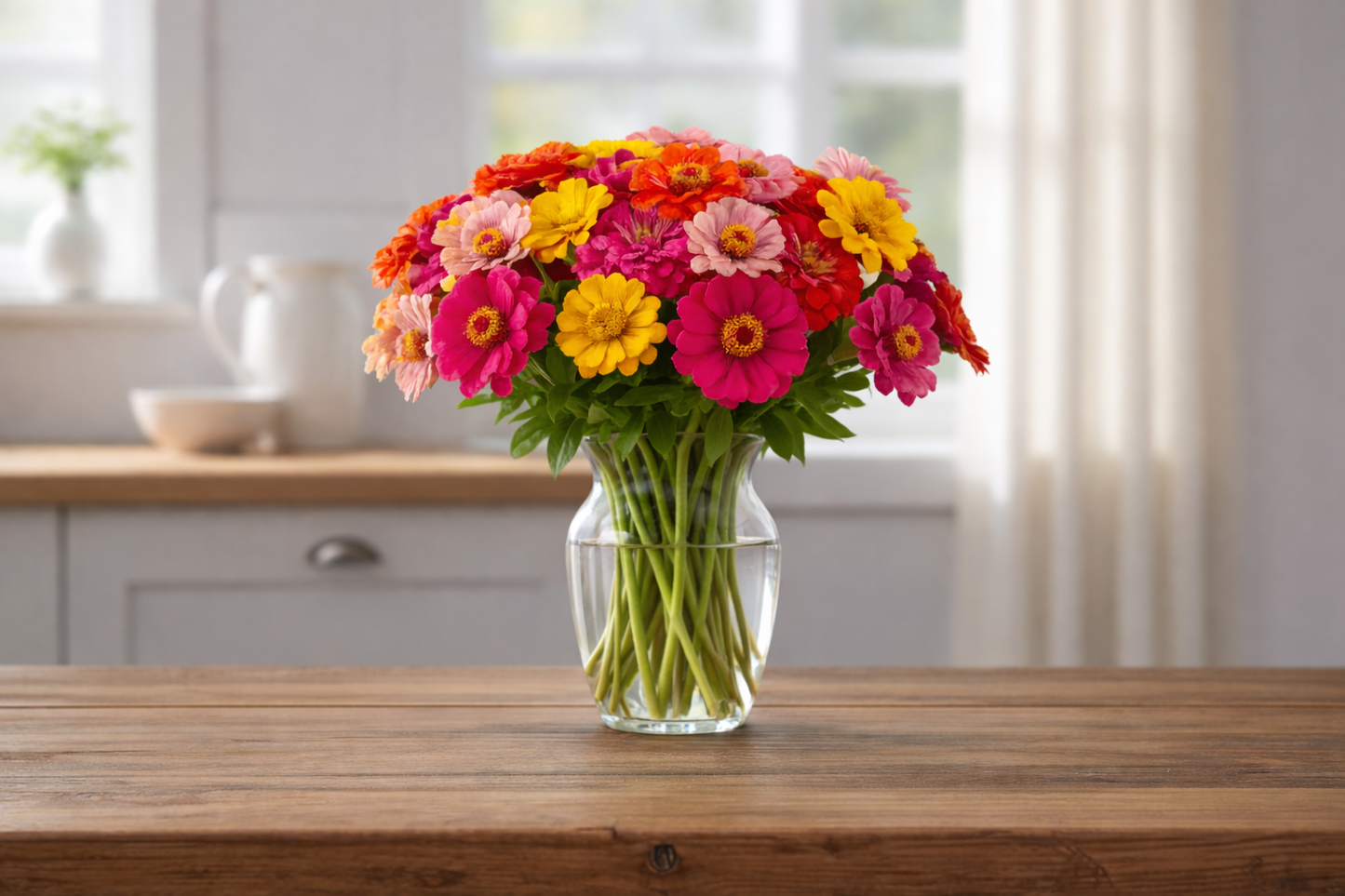 California Giant Mix Zinnia flower seeds producing massive, double-petaled blooms in a burst of continuous summer color for cut gardens.