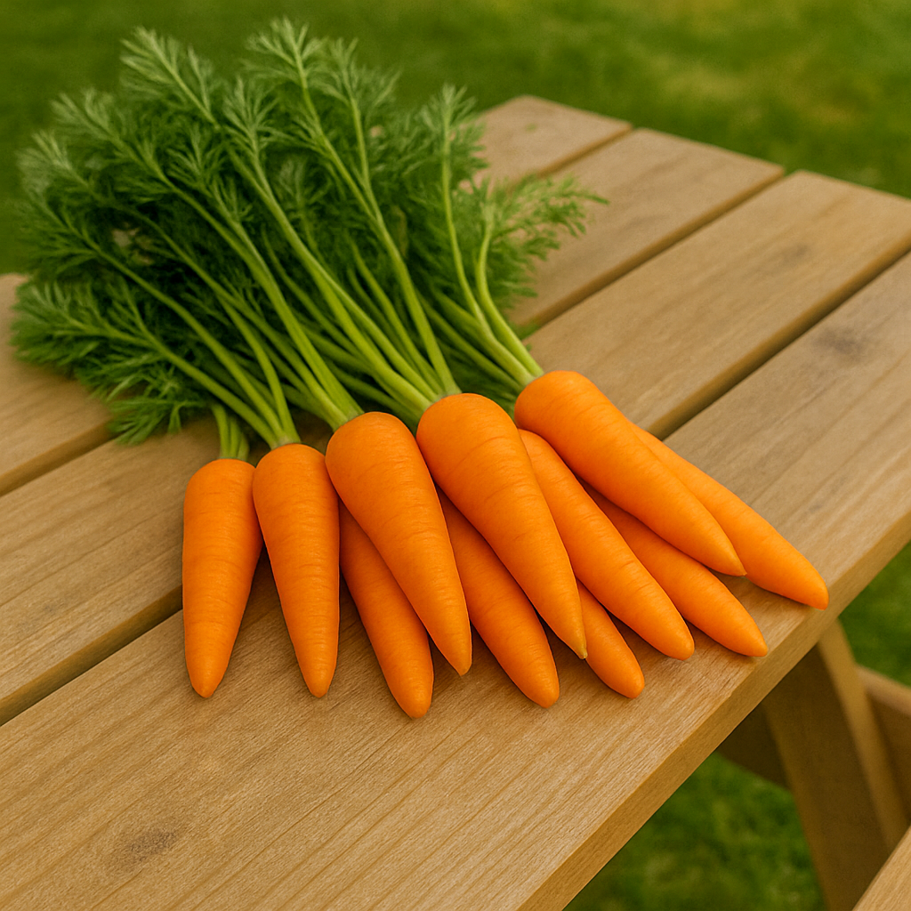 Danvers 126 Carrot vegetable seeds yielding crunchy, sun-ripened orange roots perfect for heavy garden soils and healthy snacking.