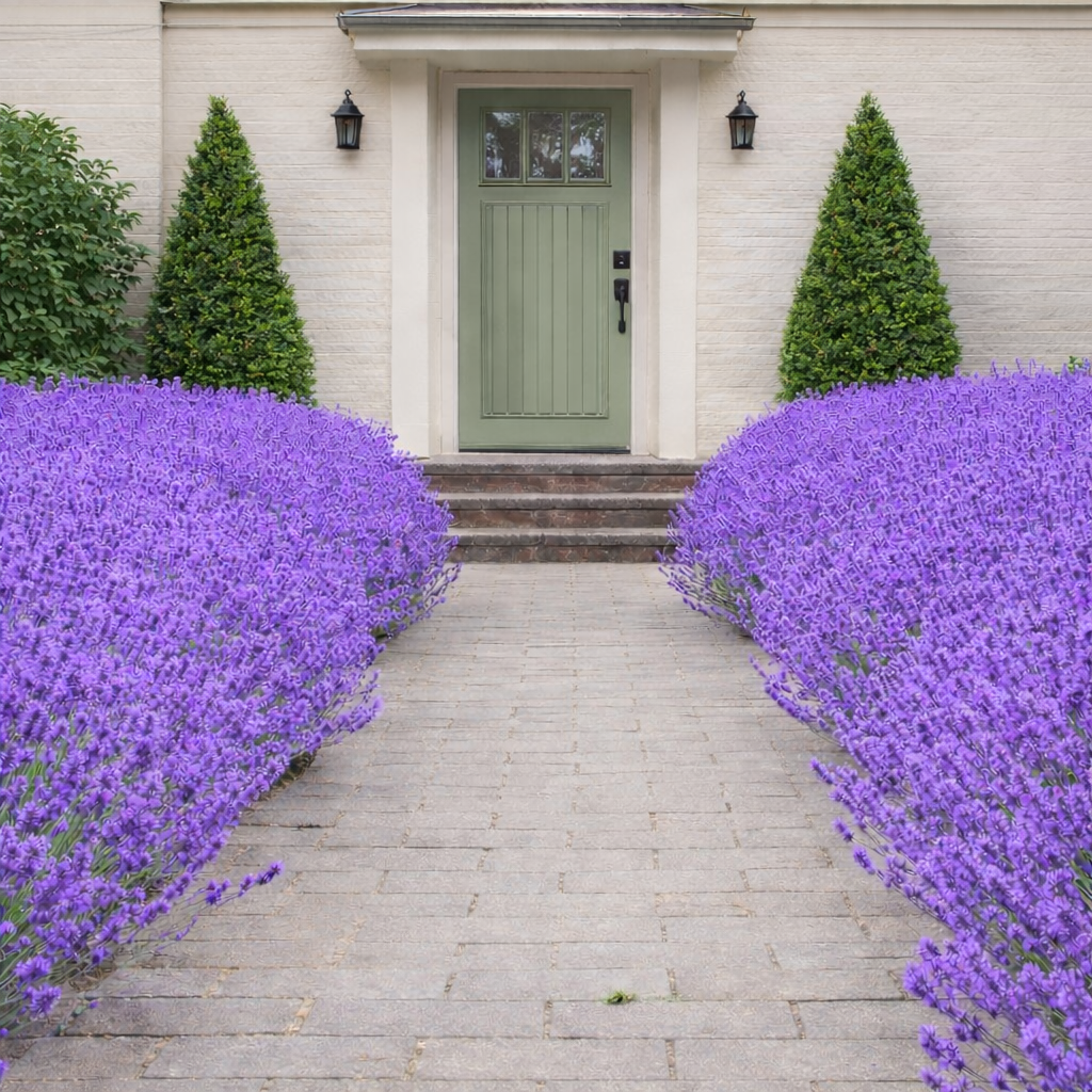 English Lavender herb seeds for aromatic purple flower spikes used in calming fragrances and ornamental garden beauty.