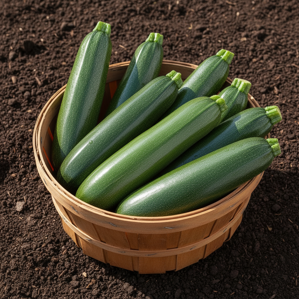 Black Beauty Zucchini Summer Squash vegetable seeds yielding high-yield, dark green summer harvests with tender skin.