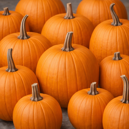 Connecticut Field Pumpkin vegetable seeds for large, orange fruits perfect for fall decorations and traditional homemade pies.