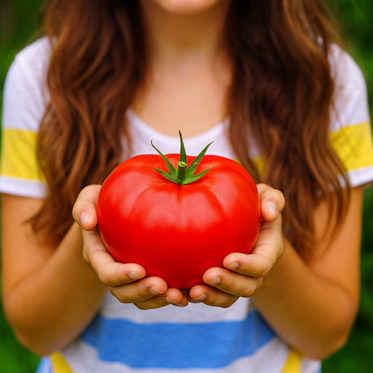 Mortgage Lifter Tomato heirloom vegetable seeds for massive, pink beefsteak fruits with rich flavor for salads and slicing.