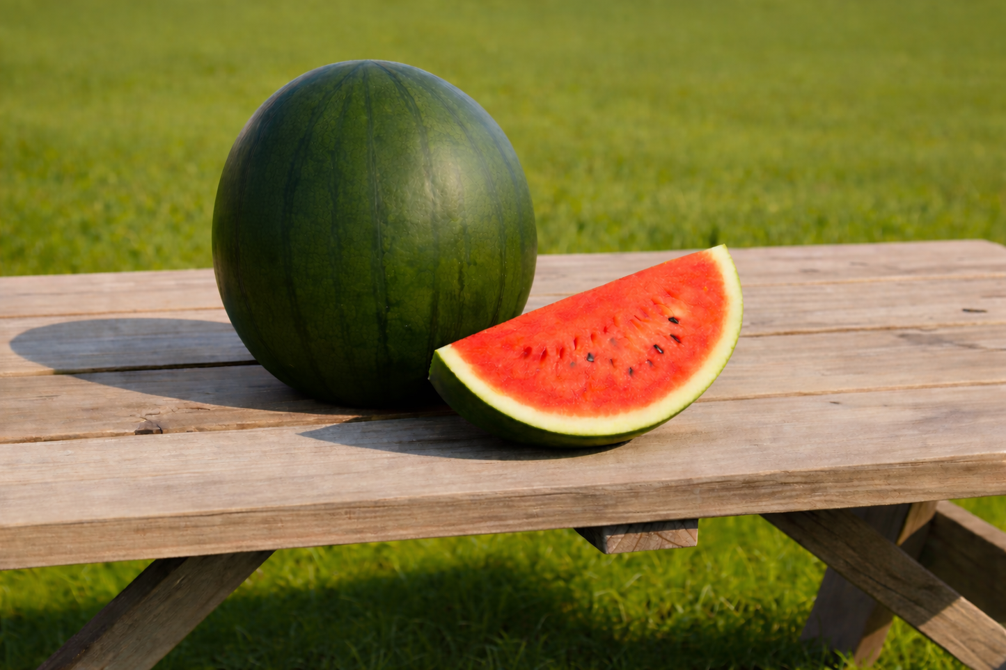 Sugar Baby Watermelon fruit seeds yielding sweet, refreshing icebox-sized melons with deep-red flesh.